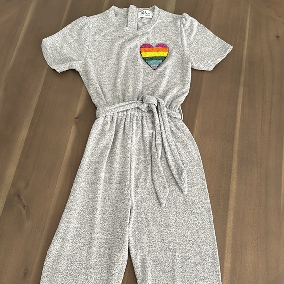 Lola + The Boys NWOT girl’s romper with beaded heart, size 12 - Picture 2 of 6